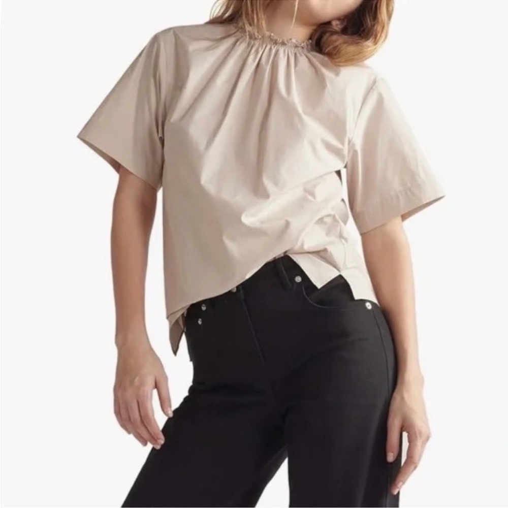 Thakoon Smocked Neck Tee Beige Size XS
